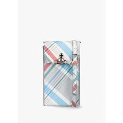Shop Vivienne Westwood Womens Saffiano Tartan Leather Phone Case In Madras Check