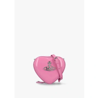 Shop Vivienne Westwood Womens Mini Heart Leather Crossbody Bag In Pink Patent