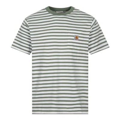 Shop Carhartt Seidler Stripe Pocket T-shirt In Green