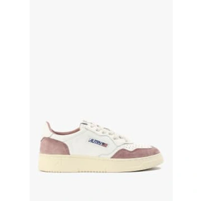 Shop Autry Womens Medalist Low Leather And Suede Trainer In Pink
