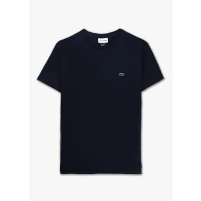 Shop Lacoste Mens Pima Cotton Jersey T-shirt In Dark Navy In Blue