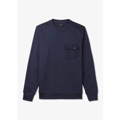 Shop Paul Smith Mens Crew Neck Pocket Sweatshirt In Blue