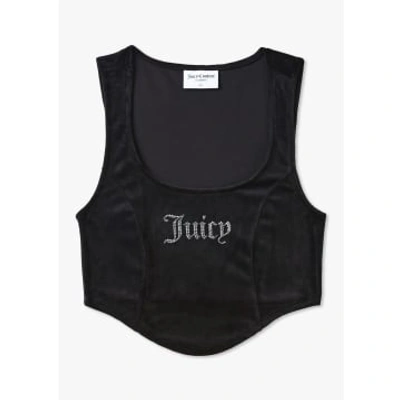 Shop Juicy Couture Womens Camina Diamonte Corset Top In Black