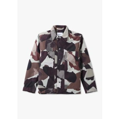 Shop Norse Projects Mens Pelle Camo Nylon Insulated Jacket In Espresso In Brown
