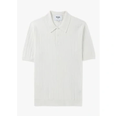 Shop Wax London Mens Naples Vertiacal Knit Polo Shirt In White