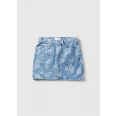 Shop Frame Womens Le Mini Denim Skirt In Tropical Abstract Print In Blue