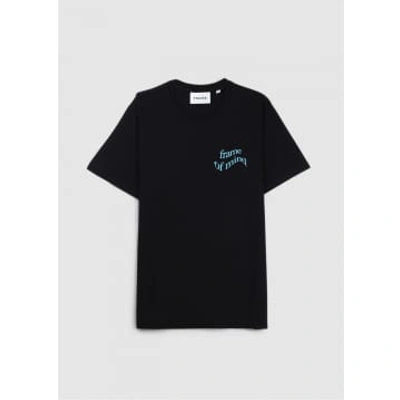 Shop Frame Mens Graphic T-shirt In Noir W/ Bright Blue In Black