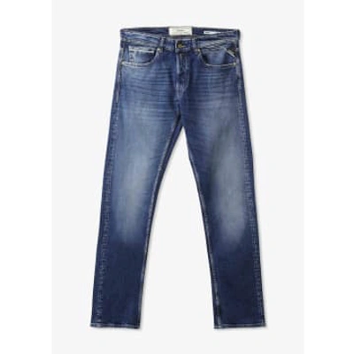 Shop Replay Mens Grover Original Straight Jeans In Medium Blue