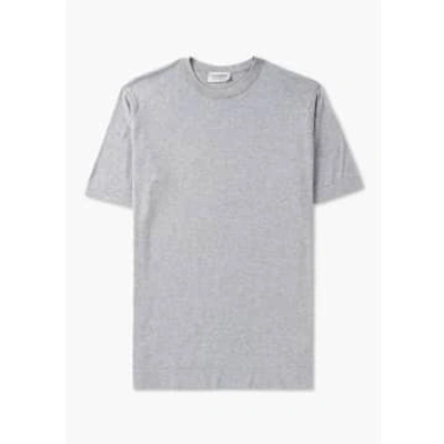 Shop John Smedley Mens Lorca Welted T-shirt In Silver In Metallic