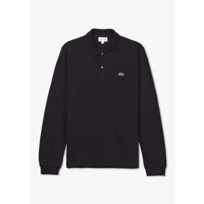 Shop Lacoste Mens Classic Pique Long Sleeve Poloshirt In Black