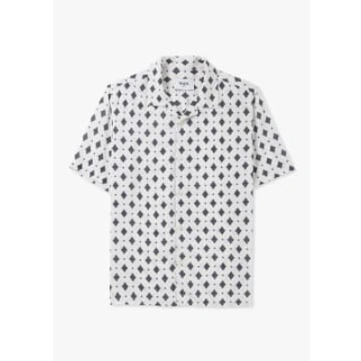 Shop Wax London Mens Didcot Ditsy Tile Short Sleeve Shirt In Ecru