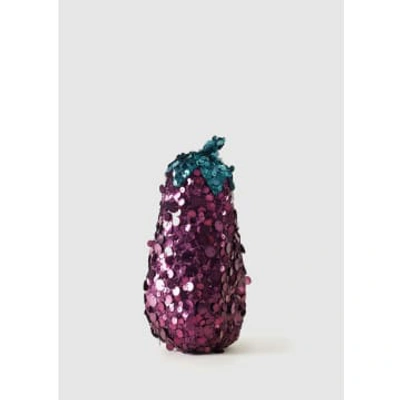 Shop Anya Hindmarch Women's Aubergine Sequins Purple Clutch Bag