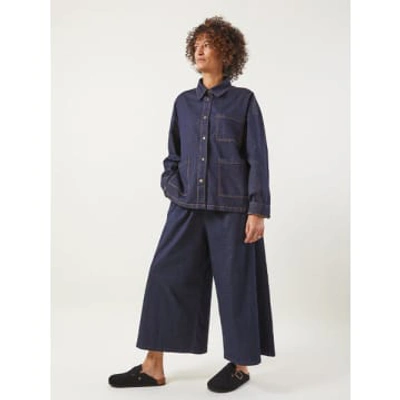 Shop Chalk Armelle Wide Trousers Denim Chambray In Blue
