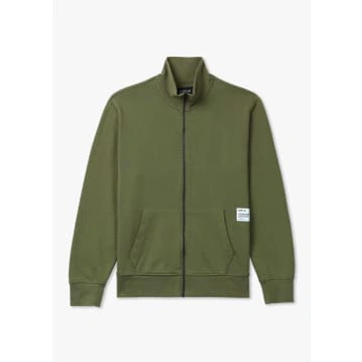 Shop Replay Mens Zip Sweatshirt In Light Military Green