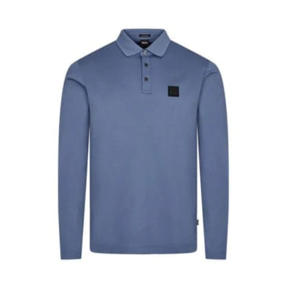 Shop Hugo Boss Pado 08 Long Sleeve Mercerised Cotton Polo In Open Blue 50485162 479