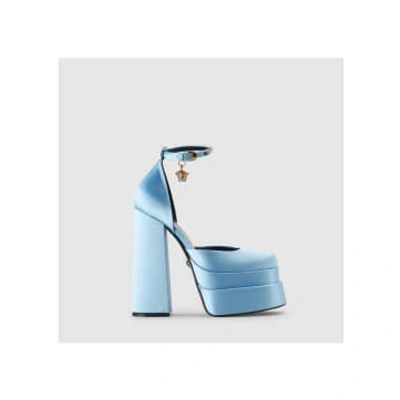 Shop Versace Womens Medusa Aevitas Platform Heels In Blue