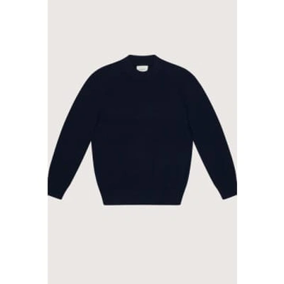 Shop Circolo 1901 Navy Blue Turtle Neck Sweater In Wool And Alpaca Blend Fabric Cn4198