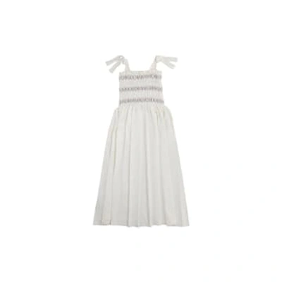 Shop Anorak Seventy + Mochi Sally Tie Bandeau Dress Maxi White Denim Lilac Stitching