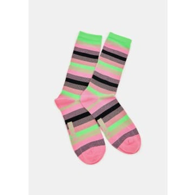 Shop Essentiel Antwerp Green And Pink Flogo Socks