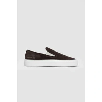 Shop Common Projects Slip On In Suede Brown