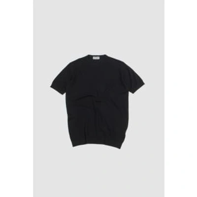 Shop John Smedley Park Pique Ss Crewneck Ribs T-shirt Black