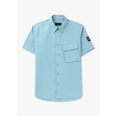 Shop Belstaff Mens Scale Short Sleeve Shirt In Skyline Blue