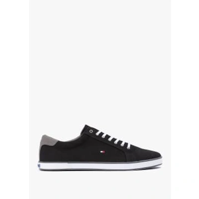 Shop Tommy Hilfiger Mens Flag Canvas Trainers In Black