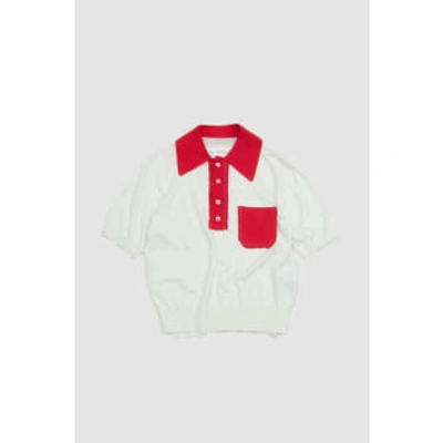 Shop Camiel Fortgens 70's Knitted Polo White/red