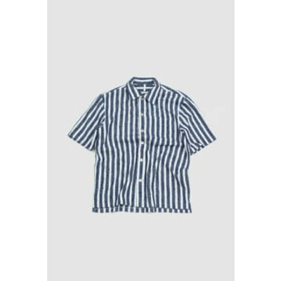 Shop Sunflower Spacey Ss Shirt Navy Stripe In Blue