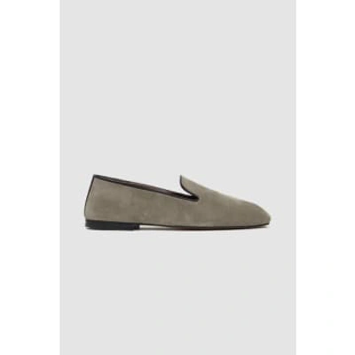 Shop Wales Bonner Suede Loafers Military Green