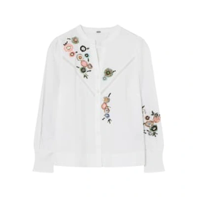 Shop Gustav Naja Shirt In White With Neon Embroidery