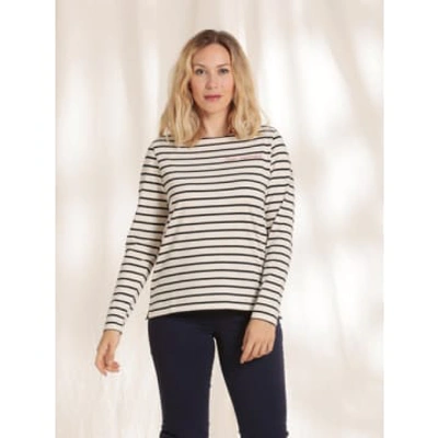 Shop Mat De Misaine Vendest Striped Navy Top With Embroidered Detail In Blue