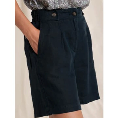 Shop Mat De Misaine Brado Navy Linen Shorts In Blue