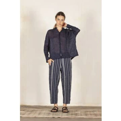 Shop Mama B Terra S Dart Trousers In Striped Blue