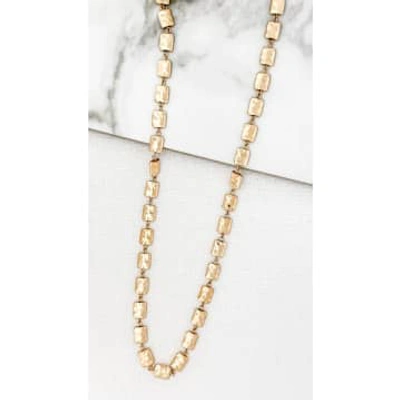 Shop Envy Long Worn Gold Square Link Necklace