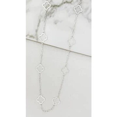 Shop Envy Long Silver Open Fleurs Necklace In Metallic