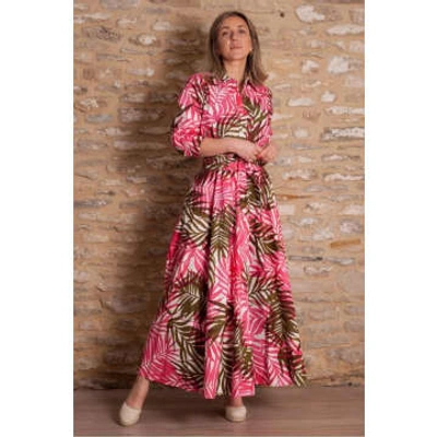 Shop Sara Roka Taban Dress In Pink Palm Print