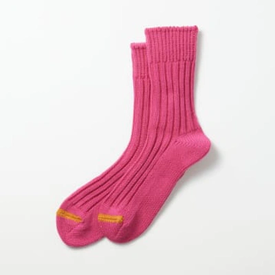 Shop Rototo Chunky Rib Crew Socks In Pink