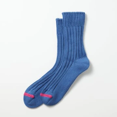 Shop Rototo Chunky Rib Crew Socks In Blue