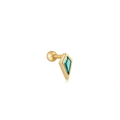 Shop Ania Haie Teal Sparkle Emblem Gold Stud Earrings