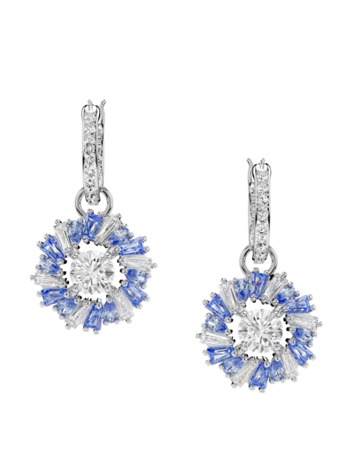 Shop Swarovski Women's Idyllia Crystal Flower Drop Earrings In White Gold
