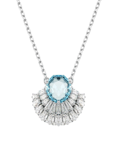 Shop Swarovski Women's Idyllia Crystal Shell Pendant Necklace In White Gold