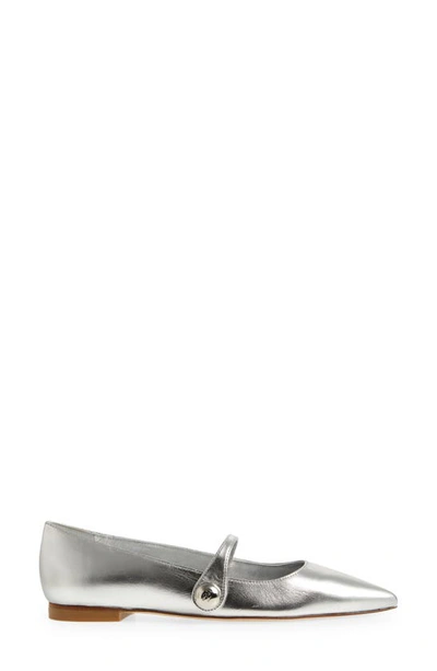 Shop Stuart Weitzman Pointed Toe Mary Jane Flat In Silver