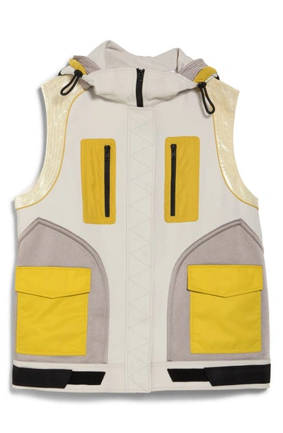 Shop Valentino Colorblock Hooded Nylon Vest In Yellow Multi