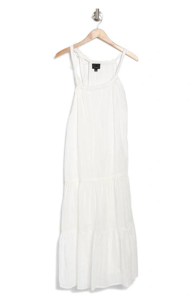 Shop Lumiere Halter Neck Embroidered Eyelet Cotton Sundress In White