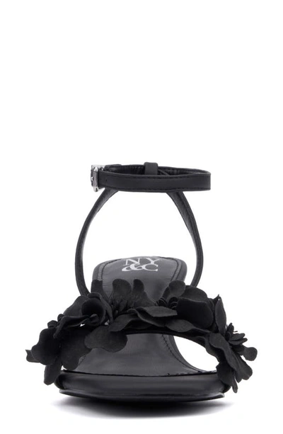 New York And Company Gwendolyn Flower Strap Sandal In Black