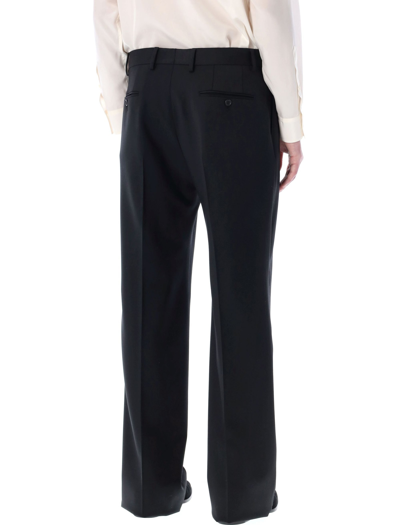 Dolce & Gabbana Stretch Wool Tuxedo Pants With Straight Leg In Black
