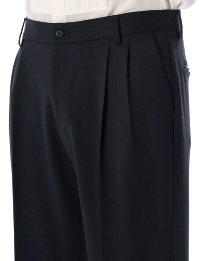 Dolce & Gabbana Stretch Wool Tuxedo Pants With Straight Leg In Black