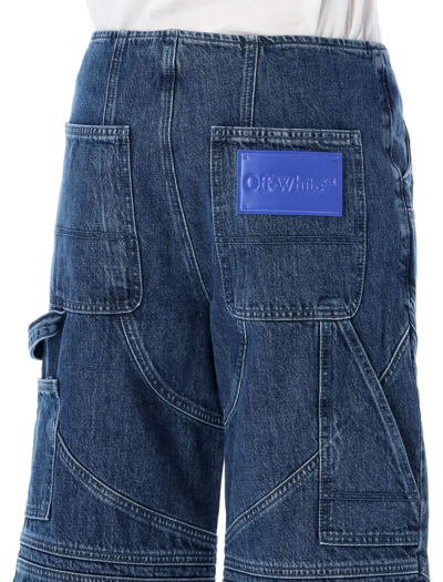 Shop Off-white Motorcycle Low Waist Denim Pant In Blue