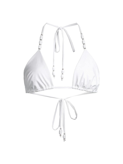 Shop Ramy Brook Women's Elsa Beaded Bikini Top In White